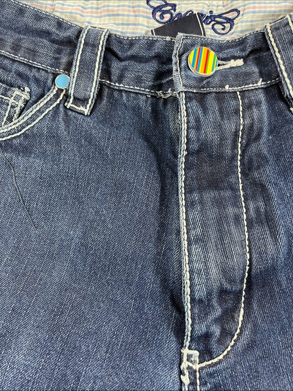 COOGI Blue Denim Men's Jean Shorts with Embroidered Logo Size 36 - Picture 3 of 10